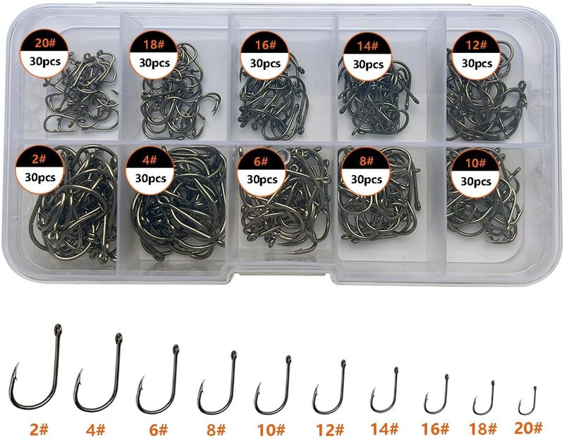 AMHDV 300Pcs/ 500Pcs/ 1000Pcs Small Fishing Hooks, 10 Different Sizes Tiny Fish Hook Set for Freshwater - Image 1